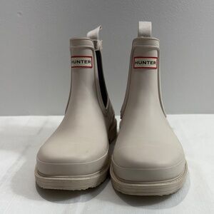 Hunter Light Beige Ankle Rain Boots